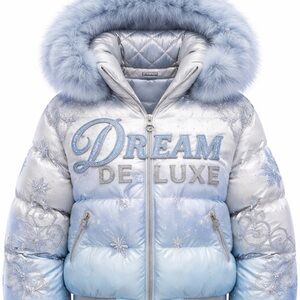 Dream De Luxe Blue Fur Hooded Jacket